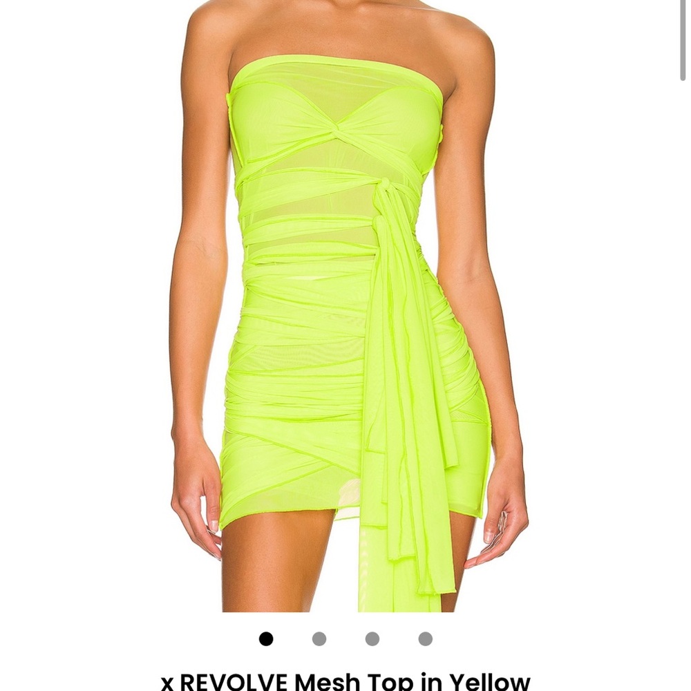 Neon Yellow Mesh Strapless Top